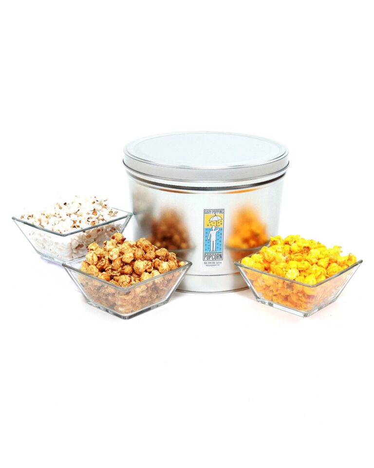 Caramel, Cheddar, Creamery Butter Gourmet Popcorn 2 Gal Tin