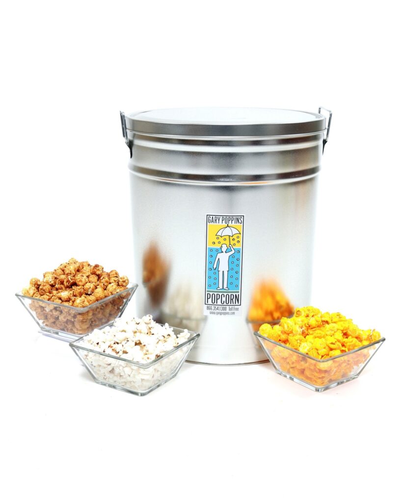 Caramel, Cheddar, Creamery Butter Gourmet Popcorn 6.5 Gal Tin