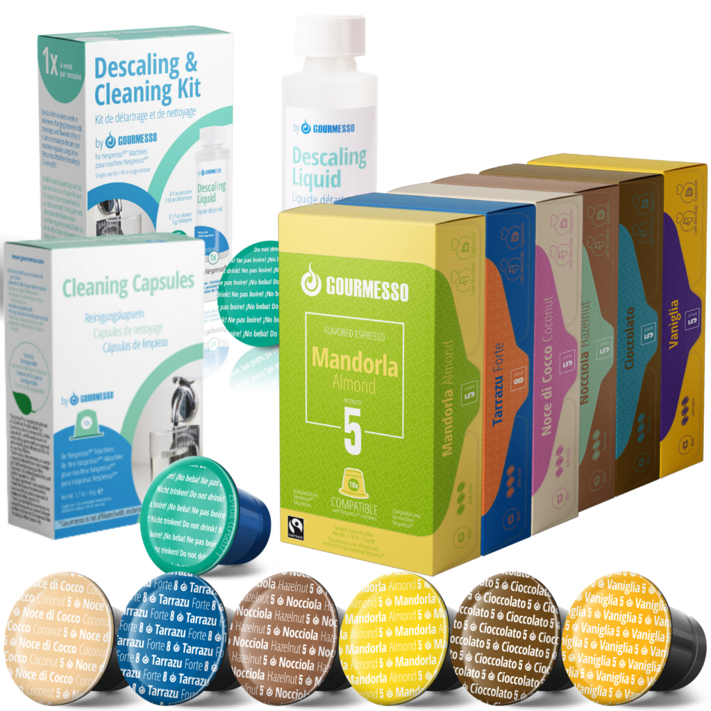 Slickdeals Exclusive 60 Espresso Pods + 1 Descaling Solution + 11 Cleaning Pods from Gourmesso